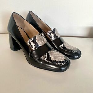 M. GEMI The Scuola Loafer Black Embossed Snake 41